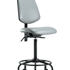 Vinyl Chair - High Bench Height with Round Tube Base, Medium Back, & Casters in Dove Trailblazer Vinyl - VHBCH-MB-RT-T0-A0-RC-8567