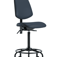 Vinyl Chair - High Bench Height with Round Tube Base, Medium Back, & Casters in Imperial Blue Trailblazer Vinyl - VHBCH-MB-RT-T0-A0-RC-8582