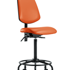 Vinyl Chair - High Bench Height with Round Tube Base, Medium Back, & Casters in Orange Kist Trailblazer Vinyl - VHBCH-MB-RT-T0-A0-RC-8613