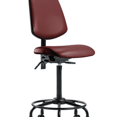 Vinyl Chair - High Bench Height with Round Tube Base, Medium Back, & Casters in Borscht Supernova Vinyl - VHBCH-MB-RT-T0-A0-RC-8815