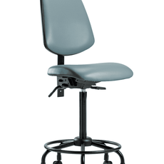 Vinyl Chair - High Bench Height with Round Tube Base, Medium Back, & Casters in Storm Supernova Vinyl - VHBCH-MB-RT-T0-A0-RC-8822