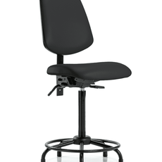 Vinyl Chair - High Bench Height with Round Tube Base, Medium Back, & Stationary Glides in Black Trailblazer Vinyl - VHBCH-MB-RT-T0-A0-RG-8540