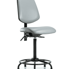 Vinyl Chair - High Bench Height with Round Tube Base, Medium Back, & Stationary Glides in Dove Trailblazer Vinyl - VHBCH-MB-RT-T0-A0-RG-8567