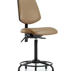 Vinyl Chair - High Bench Height with Round Tube Base, Medium Back, & Stationary Glides in Taupe Trailblazer Vinyl - VHBCH-MB-RT-T0-A0-RG-8584