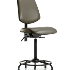 Vinyl Chair - High Bench Height with Round Tube Base, Medium Back, & Stationary Glides in Taupe Supernova Vinyl - VHBCH-MB-RT-T0-A0-RG-8809