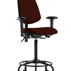 Vinyl Chair - High Bench Height with Round Tube Base, Medium Back, Adjustable Arms, & Casters in Burgundy Trailblazer Vinyl - VHBCH-MB-RT-T0-A1-RC-8569