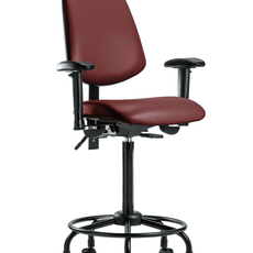 Vinyl Chair - High Bench Height with Round Tube Base, Medium Back, Adjustable Arms, & Casters in Borscht Supernova Vinyl - VHBCH-MB-RT-T0-A1-RC-8815