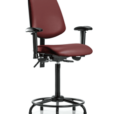 Vinyl Chair - High Bench Height with Round Tube Base, Medium Back, Adjustable Arms, & Stationary Glides in Borscht Supernova Vinyl - VHBCH-MB-RT-T0-A1-RG-8815