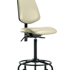 Vinyl Chair - High Bench Height with Round Tube Base, Medium Back, Seat Tilt, & Casters in Adobe White Trailblazer Vinyl - VHBCH-MB-RT-T1-A0-RC-8501
