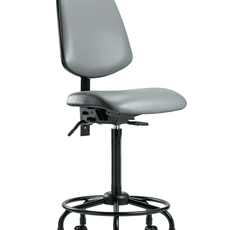 Vinyl Chair - High Bench Height with Round Tube Base, Medium Back, Seat Tilt, & Casters in Sterling Supernova Vinyl - VHBCH-MB-RT-T1-A0-RC-8840