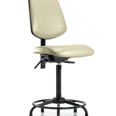 Vinyl Chair - High Bench Height with Round Tube Base, Medium Back, Seat Tilt, & Stationary Glides in Adobe White Trailblazer Vinyl - VHBCH-MB-RT-T1-A0-RG-8501
