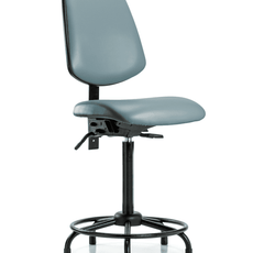 Vinyl Chair - High Bench Height with Round Tube Base, Medium Back, Seat Tilt, & Stationary Glides in Storm Supernova Vinyl - VHBCH-MB-RT-T1-A0-RG-8822