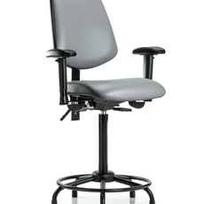 Vinyl Chair - High Bench Height with Round Tube Base, Medium Back, Seat Tilt, Adjustable Arms, & Stationary Glides in Sterling Supernova Vinyl - VHBCH-MB-RT-T1-A1-RG-8840