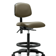 Vinyl Chair - High Bench Height with Black Foot Ring & Casters in Taupe Supernova Vinyl - VHBCH-RG-T0-A0-BF-RC-8809