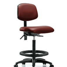 Vinyl Chair - High Bench Height with Black Foot Ring & Casters in Borscht Supernova Vinyl - VHBCH-RG-T0-A0-BF-RC-8815