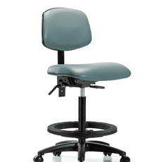 Vinyl Chair - High Bench Height with Black Foot Ring & Casters in Storm Supernova Vinyl - VHBCH-RG-T0-A0-BF-RC-8822