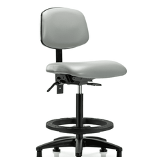 Vinyl Chair - High Bench Height with Black Foot Ring & Stationary Glides in Dove Trailblazer Vinyl - VHBCH-RG-T0-A0-BF-RG-8567