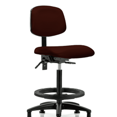 Vinyl Chair - High Bench Height with Black Foot Ring & Stationary Glides in Burgundy Trailblazer Vinyl - VHBCH-RG-T0-A0-BF-RG-8569