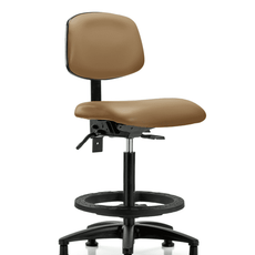 Vinyl Chair - High Bench Height with Black Foot Ring & Stationary Glides in Taupe Trailblazer Vinyl - VHBCH-RG-T0-A0-BF-RG-8584