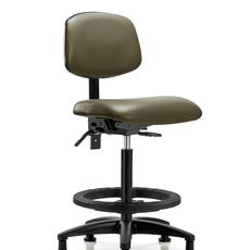 Vinyl Chair - High Bench Height with Black Foot Ring & Stationary Glides in Taupe Supernova Vinyl - VHBCH-RG-T0-A0-BF-RG-8809