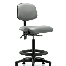 Vinyl Chair - High Bench Height with Black Foot Ring & Stationary Glides in Sterling Supernova Vinyl - VHBCH-RG-T0-A0-BF-RG-8840