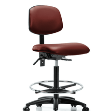 Vinyl Chair - High Bench Height with Chrome Foot Ring & Casters in Borscht Supernova Vinyl - VHBCH-RG-T0-A0-CF-RC-8815