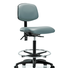 Vinyl Chair - High Bench Height with Chrome Foot Ring & Casters in Storm Supernova Vinyl - VHBCH-RG-T0-A0-CF-RC-8822