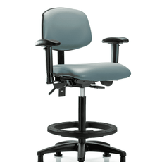Vinyl Chair - High Bench Height with Adjustable Arms, Black Foot Ring, & Stationary Glides in Storm Supernova Vinyl - VHBCH-RG-T0-A1-BF-RG-8822