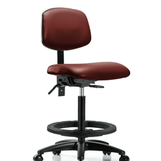 Vinyl Chair - High Bench Height with Seat Tilt, Black Foot Ring, & Casters in Borscht Supernova Vinyl - VHBCH-RG-T1-A0-BF-RC-8815