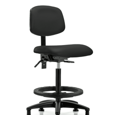 Vinyl Chair - High Bench Height with Seat Tilt, Black Foot Ring, & Stationary Glides in Black Trailblazer Vinyl - VHBCH-RG-T1-A0-BF-RG-8540