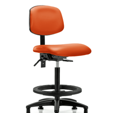 Vinyl Chair - High Bench Height with Seat Tilt, Black Foot Ring, & Stationary Glides in Orange Kist Trailblazer Vinyl - VHBCH-RG-T1-A0-BF-RG-8613