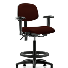 Vinyl Chair - High Bench Height with Seat Tilt, Adjustable Arms, Black Foot Ring, & Stationary Glides in Burgundy Trailblazer Vinyl - VHBCH-RG-T1-A1-BF-RG-8569