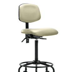 Vinyl Chair - High Bench Height with Round Tube Base & Casters in Adobe White Trailblazer Vinyl - VHBCH-RT-T0-A0-RC-8501