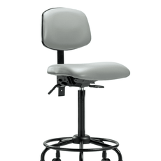 Vinyl Chair - High Bench Height with Round Tube Base & Casters in Dove Trailblazer Vinyl - VHBCH-RT-T0-A0-RC-8567