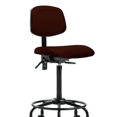 Vinyl Chair - High Bench Height with Round Tube Base & Casters in Burgundy Trailblazer Vinyl - VHBCH-RT-T0-A0-RC-8569