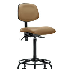 Vinyl Chair - High Bench Height with Round Tube Base & Casters in Taupe Trailblazer Vinyl - VHBCH-RT-T0-A0-RC-8584