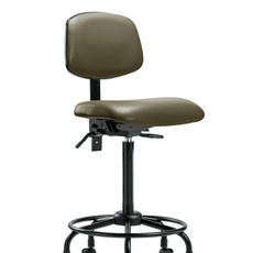Vinyl Chair - High Bench Height with Round Tube Base & Casters in Taupe Supernova Vinyl - VHBCH-RT-T0-A0-RC-8809