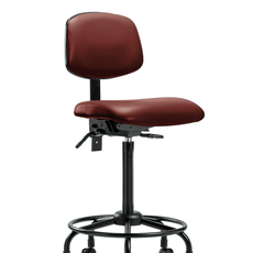 Vinyl Chair - High Bench Height with Round Tube Base & Casters in Borscht Supernova Vinyl - VHBCH-RT-T0-A0-RC-8815
