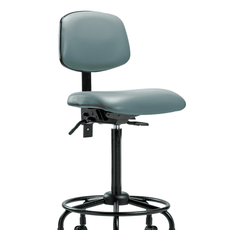 Vinyl Chair - High Bench Height with Round Tube Base & Casters in Storm Supernova Vinyl - VHBCH-RT-T0-A0-RC-8822