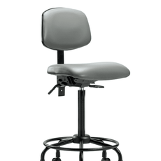Vinyl Chair - High Bench Height with Round Tube Base & Casters in Sterling Supernova Vinyl - VHBCH-RT-T0-A0-RC-8840