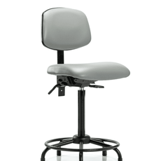 Vinyl Chair - High Bench Height with Round Tube Base & Stationary Glides in Dove Trailblazer Vinyl - VHBCH-RT-T0-A0-RG-8567