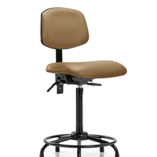 Vinyl Chair - High Bench Height with Round Tube Base & Stationary Glides in Taupe Trailblazer Vinyl - VHBCH-RT-T0-A0-RG-8584