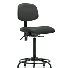 Vinyl Chair - High Bench Height with Round Tube Base & Stationary Glides in Charcoal Trailblazer Vinyl - VHBCH-RT-T0-A0-RG-8605