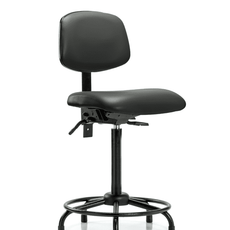 Vinyl Chair - High Bench Height with Round Tube Base & Stationary Glides in Carbon Supernova Vinyl - VHBCH-RT-T0-A0-RG-8823