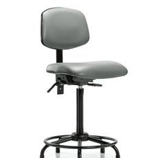 Vinyl Chair - High Bench Height with Round Tube Base & Stationary Glides in Sterling Supernova Vinyl - VHBCH-RT-T0-A0-RG-8840
