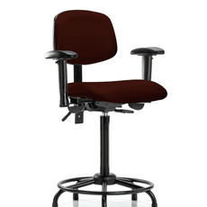 Vinyl Chair - High Bench Height with Round Tube Base, Adjustable Arms, & Stationary Glides in Burgundy Trailblazer Vinyl - VHBCH-RT-T0-A1-RG-8569