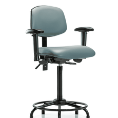 Vinyl Chair - High Bench Height with Round Tube Base, Adjustable Arms, & Stationary Glides in Storm Supernova Vinyl - VHBCH-RT-T0-A1-RG-8822
