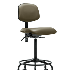 Vinyl Chair - High Bench Height with Round Tube Base, Seat Tilt, & Casters in Taupe Supernova Vinyl - VHBCH-RT-T1-A0-RC-8809