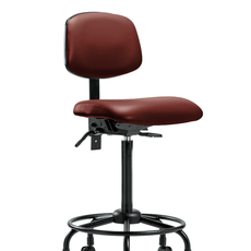 Vinyl Chair - High Bench Height with Round Tube Base, Seat Tilt, & Casters in Borscht Supernova Vinyl - VHBCH-RT-T1-A0-RC-8815