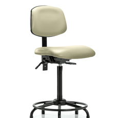 Vinyl Chair - High Bench Height with Round Tube Base, Seat Tilt, & Stationary Glides in Adobe White Trailblazer Vinyl - VHBCH-RT-T1-A0-RG-8501